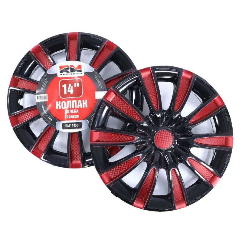 Колпак колеса R14 Торнадо микс красный (пруж) кт 2 шт. REDMARK REDMARK RM11450