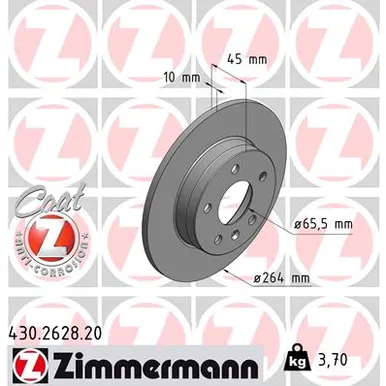Диск тормозной задний OPEL COAT Z BESCHICHTET ZAFIRA B ZIMMERMANN 430262820
