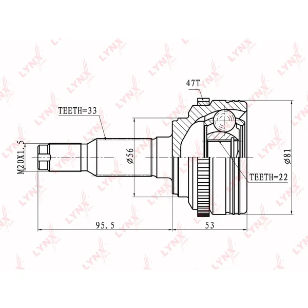 ШРУС наружный LYNXauto CO-1808A