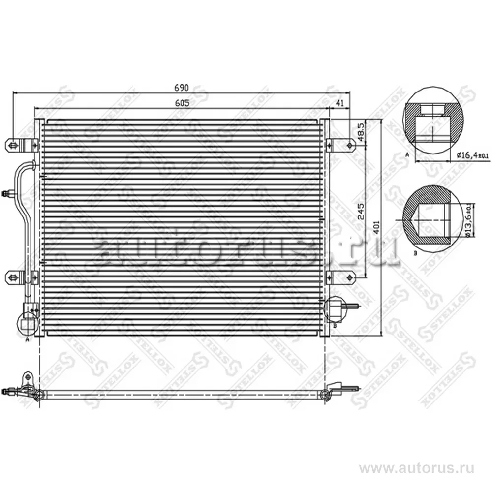 Радиатор конд. Audi A4 all 03-04 STELLOX 1045071_SX
