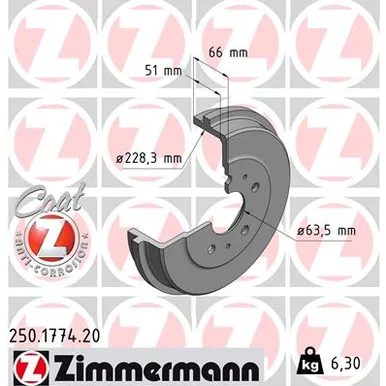 Диск тормозной FORD FOCUS II DA 1.4 0405- ZIMMERMANN 250177420