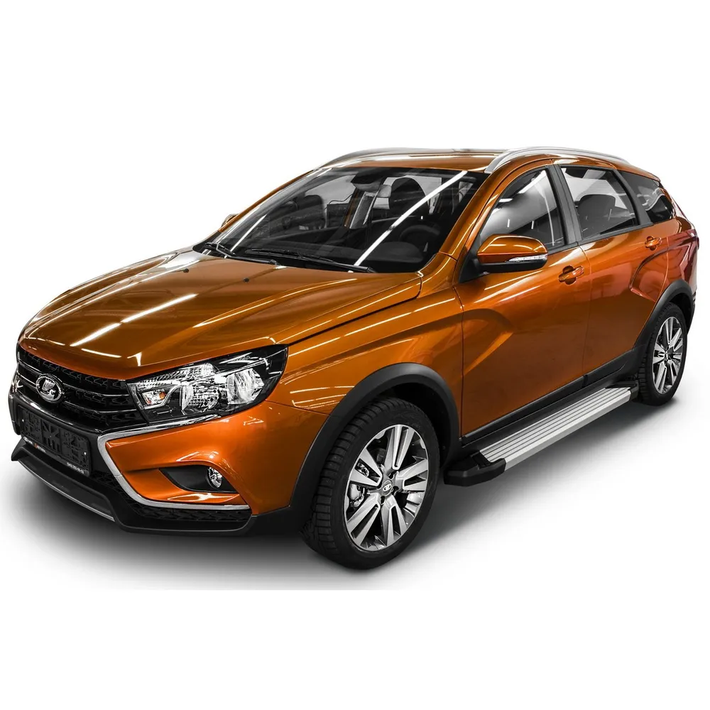Порог-площадка Silver F180AL + комплект крепежа, RIVAL, Lada Vesta SW Cross 2017- Lada Vesta универсал Cross F180AL.6003.1