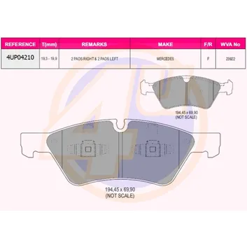 Колодки передние MER W164/W251 3.5-3.0DCI 05- 4U 4UP04210