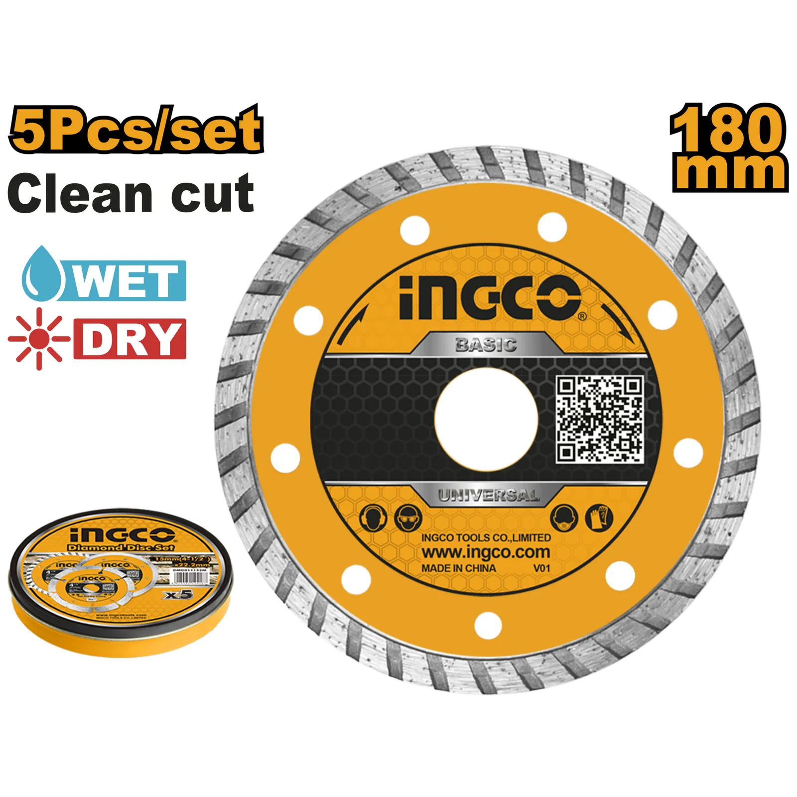 Диск алмазный TURBO 180 мм INGCO DMD031802M