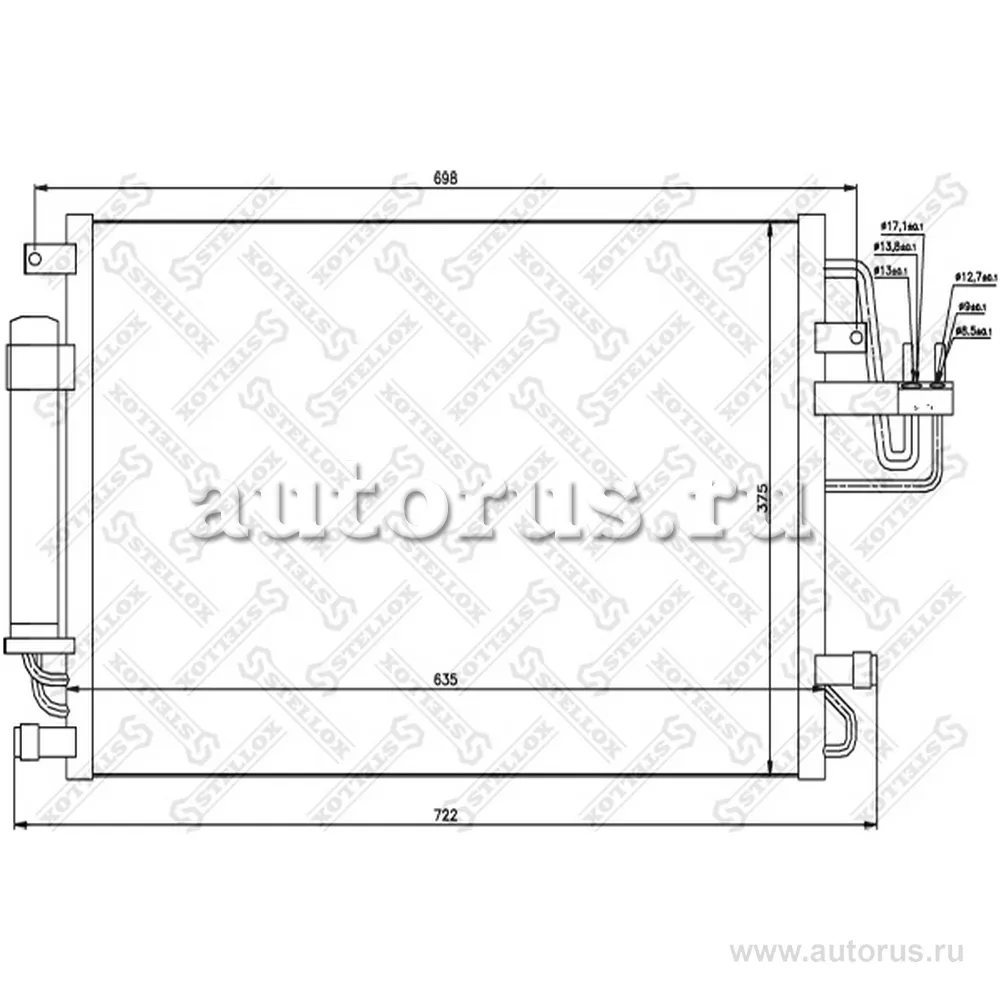 Радиатор конд. Hyundai Tucson, STELLOX 10-45108-SX