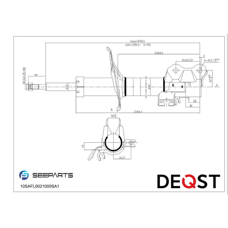 Амортизатор подвески передний левый. NISSAN ALMERA II (N16) 03.00-11.06NISSAN ALMERA II DEQST 10SAFL0021000