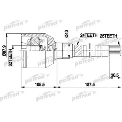 ШРУС внутр прав к-кт 25x28x32 CHRYSLER: VOYAGER 91-95 PATRON PCV9938