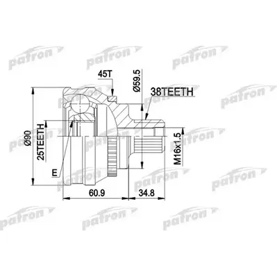 ШРУС наружн к-кт 38x59.5x25 ABS:45T AUDI: 80/90 QUATTRO PATRON PCV1121