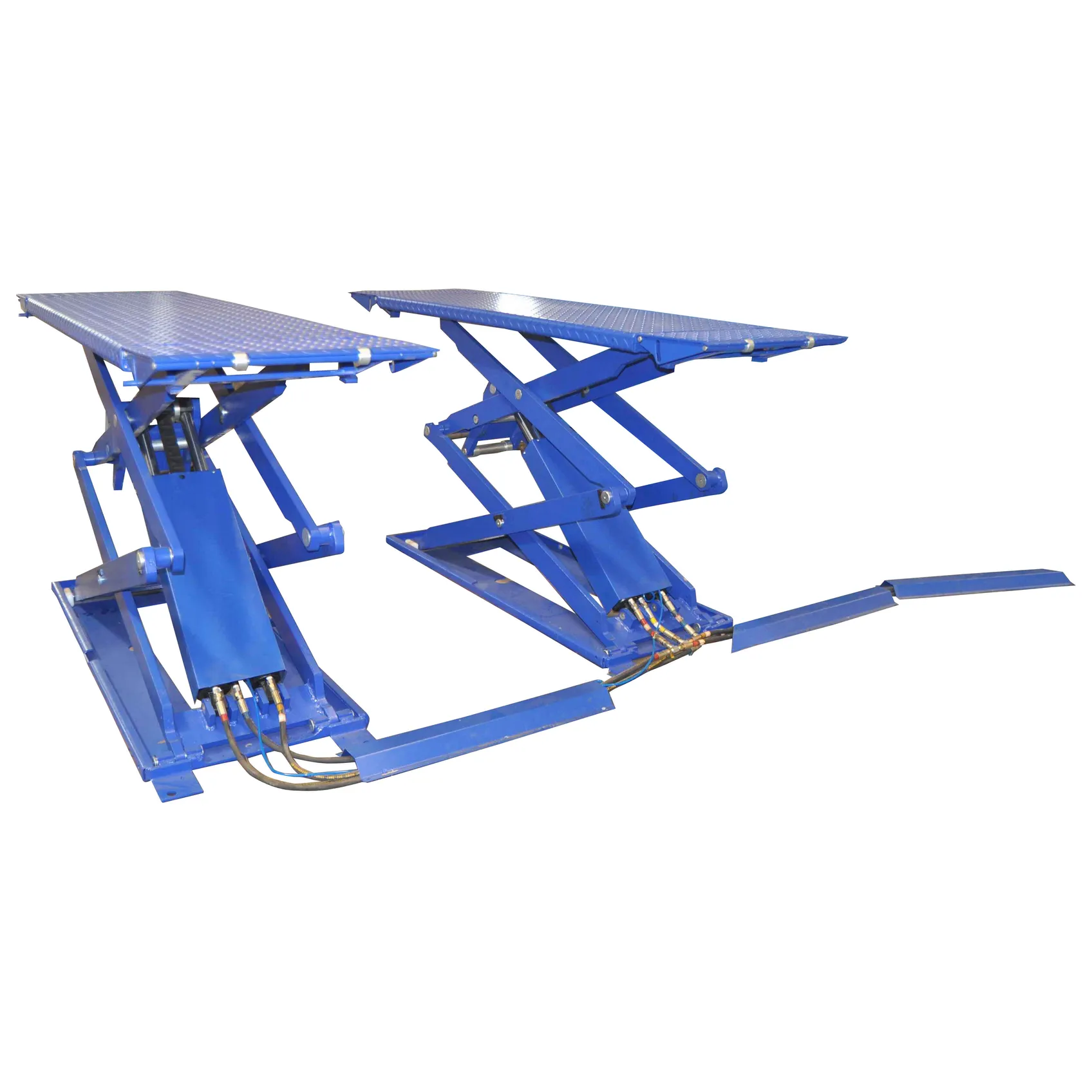 Подъемник ножничный короткий г/п 3000 кг. напольный KraftWell KRW3FS_blue