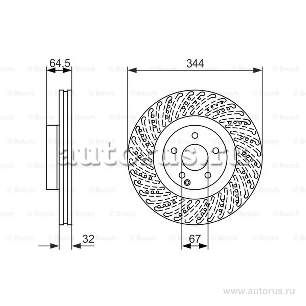 Диск тормозной MB W204/212/207 передний D=344 мм. BOSCH 0 986 479 764