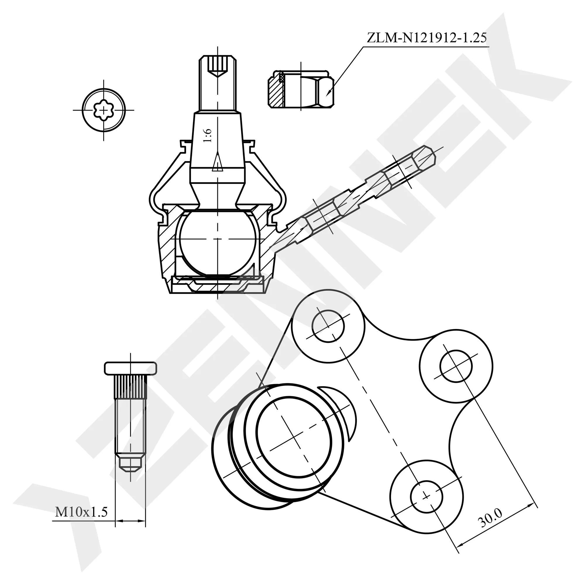 Опора шаровая нижняя левая VW POLO 01 ZENNEK DBJ0073