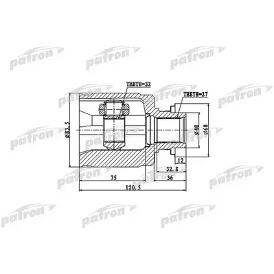 ШРУС внутр к-кт [A:32, B:27, D:40, L:120] HONDA: CRV/Od PATRON PCV4013
