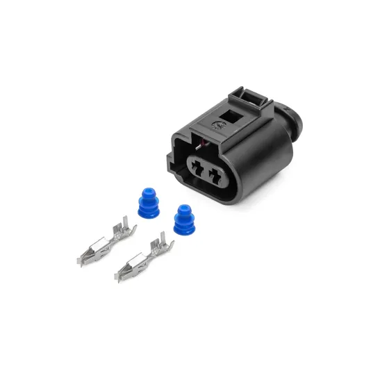 Разъем 1J0973722A (2pin) 2 контакта электромагнититного клапана, омывателя фар для Audi, Seat, Skoda, Volkswagen.
