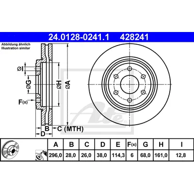Диск тормозной передний NISSAN NAVARA/PATHFINDER ATE 24.0128-0241.1