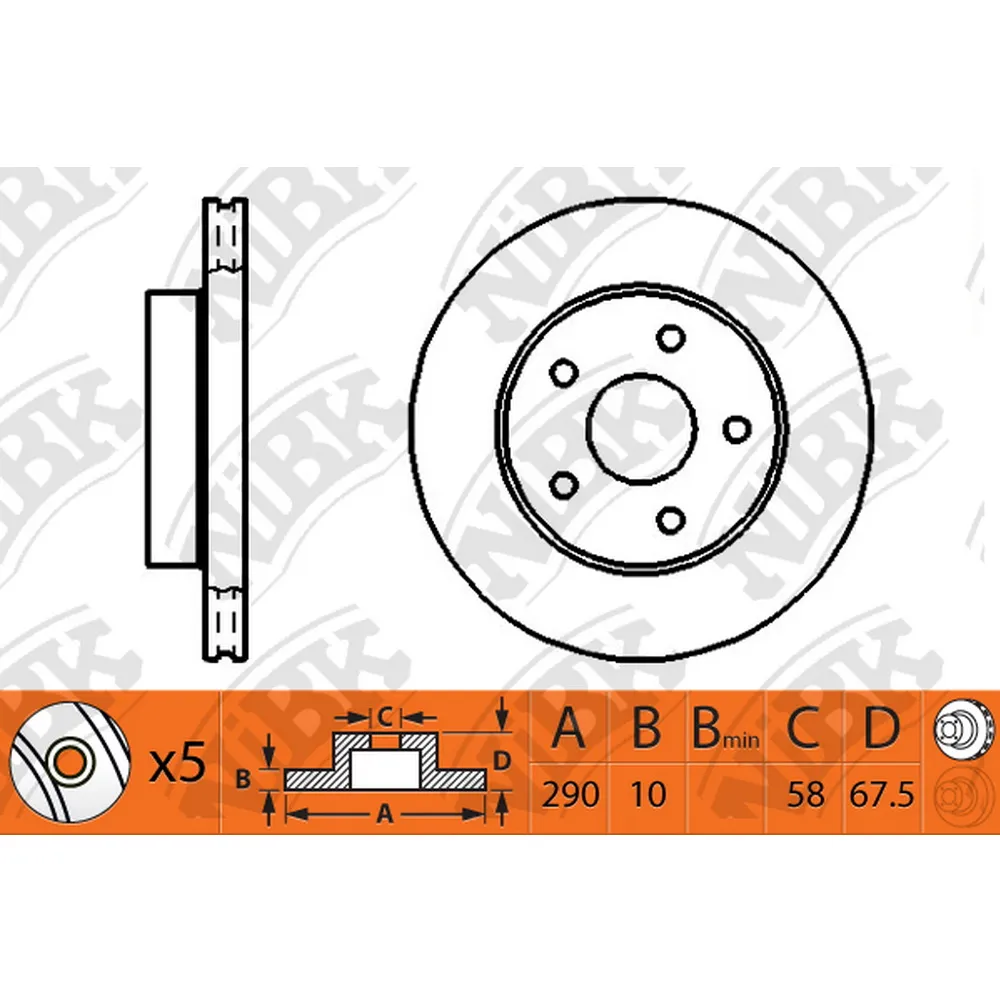 Диск тормозной задний SUBARU LEGACY 98->/OUTBACK 00-03 /D=290MM NIBK RN1257