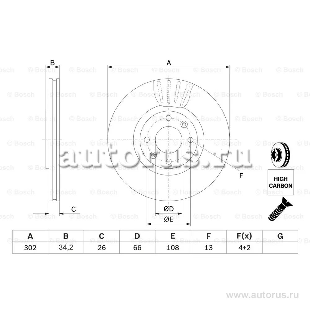 Диск тормозной передний PEUGEOT 30830085008 2.0HDI 07 BOSCH 0 986 479 548