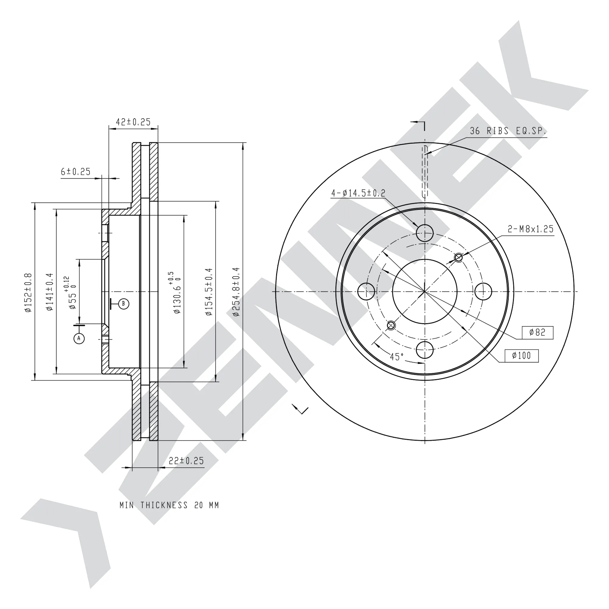 Диск тормозной передний TOYOTA COROLLA 91-02 (2 шт) ZENNEK DBD0183