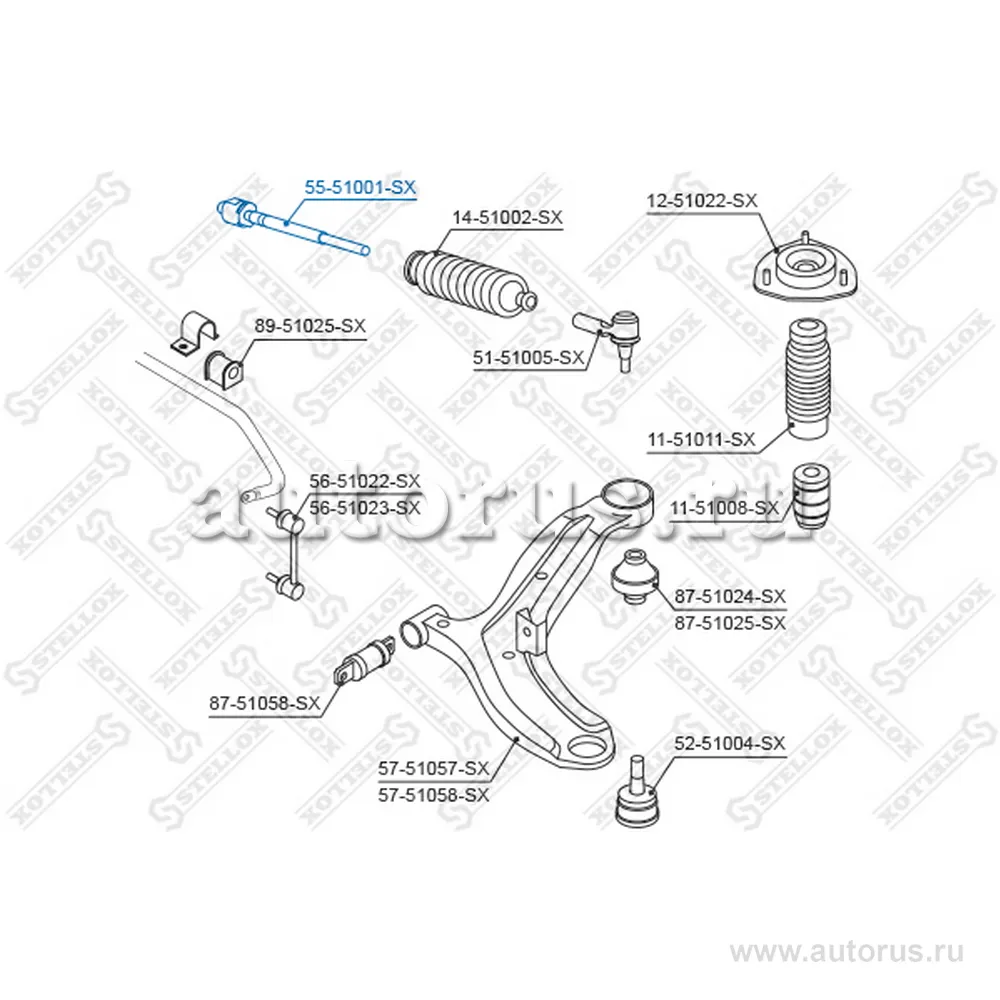 Тяга рул. л.+п. без г/у Hyundai Accent STELLOX 5551001_SX