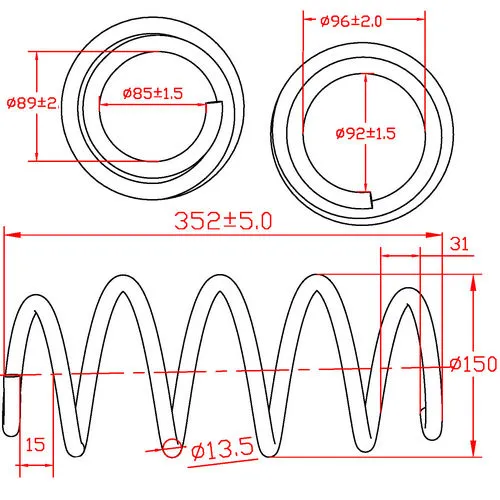 Пружина подвески передней Skoda Octavia, Yeti, VW Golf Plus, VW Touran, L352-D150-t15 ZIKMAR Z48011R