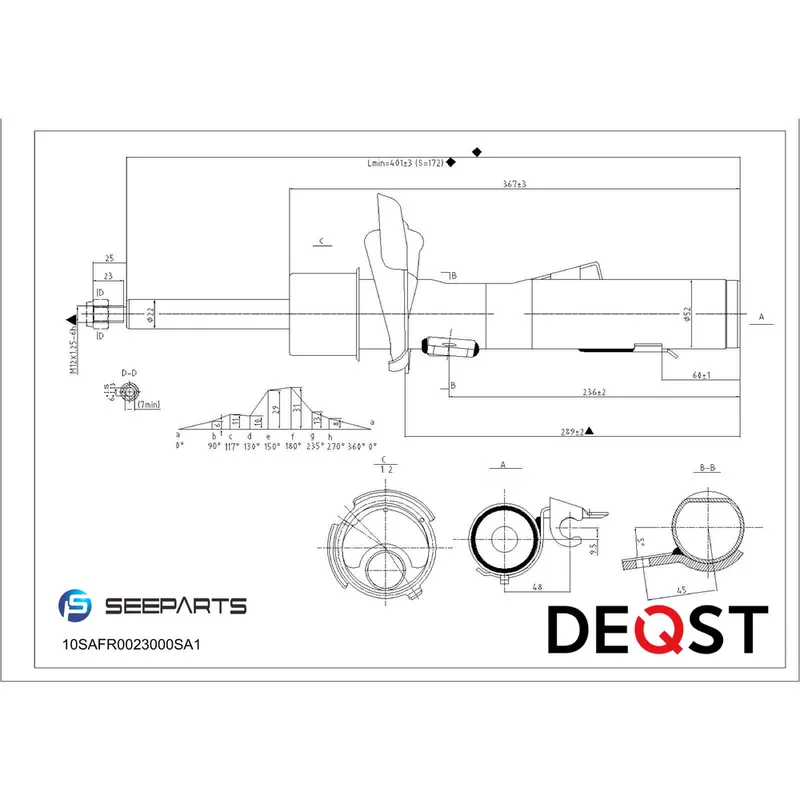 Амортизатор пер. прав. газ. FORD KUGA 08-> DEQST 10SAFR0023000