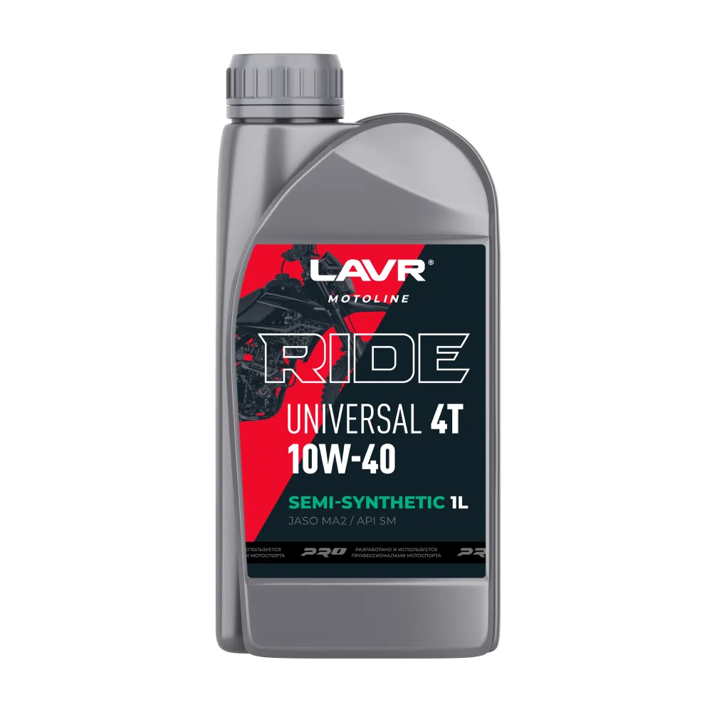 Моторное масло для мотоциклов RIDE UNIVERSAL 4T 10W40 SM MOTOLINE, 1 л LAVR Ln7745
