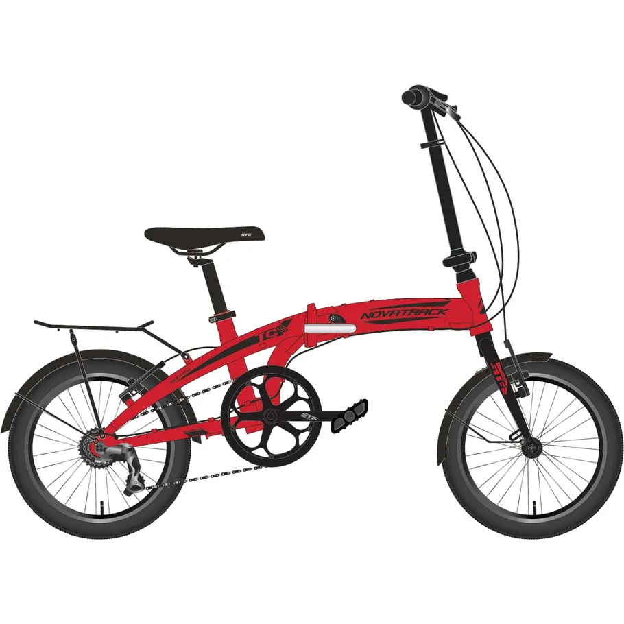 Велосипед 16 складной Novatrack TG-16 alloy 3.6_S (2021) количество скоростей 6 рама алюминий 10 красный