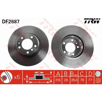 Диск тормозной TRW DF2687