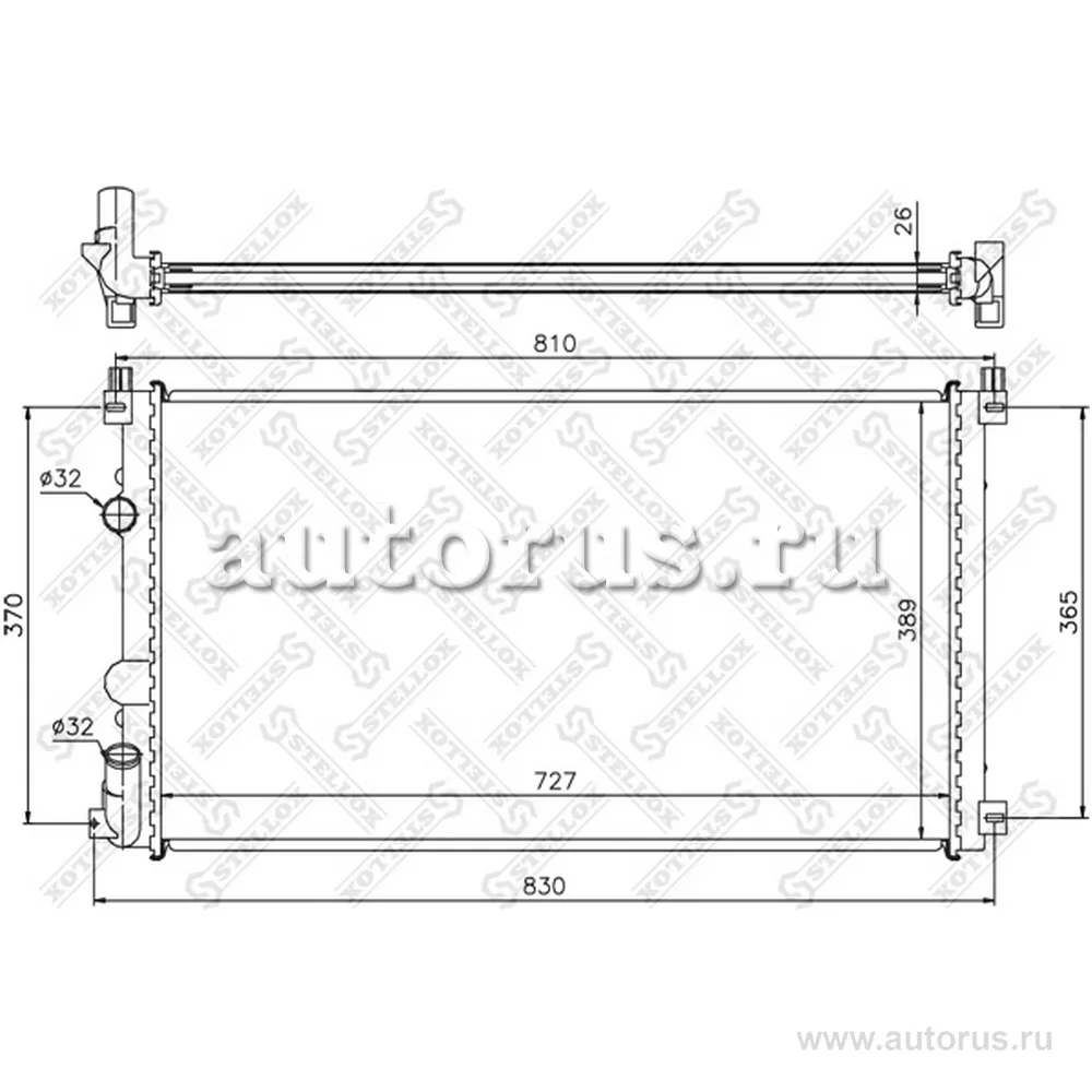 Радиатор системы охлаждения с AC Renault Master, Nissan Interstar STELLOX 10-26182-SX