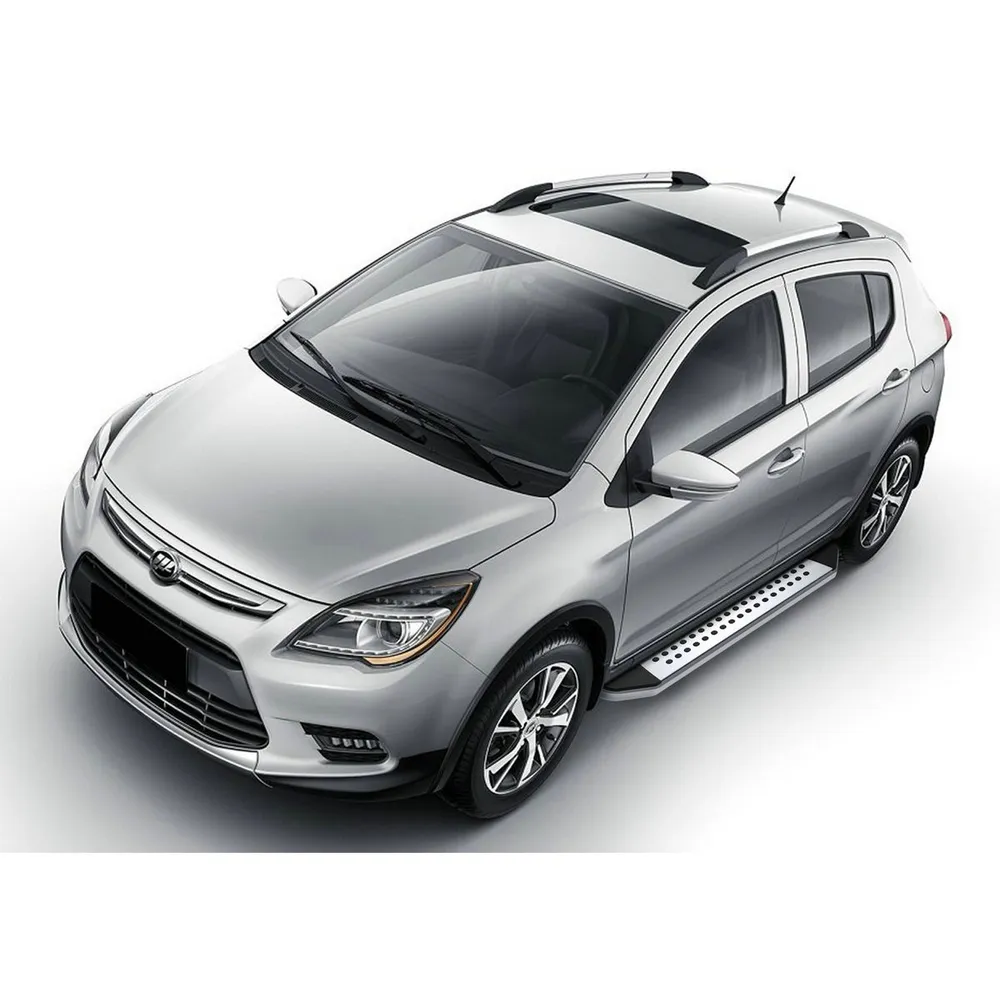 Порог алюминиевый Bmw-Style овалы Lifan X50 Серебристый, черный Rival B173AL.3303.1