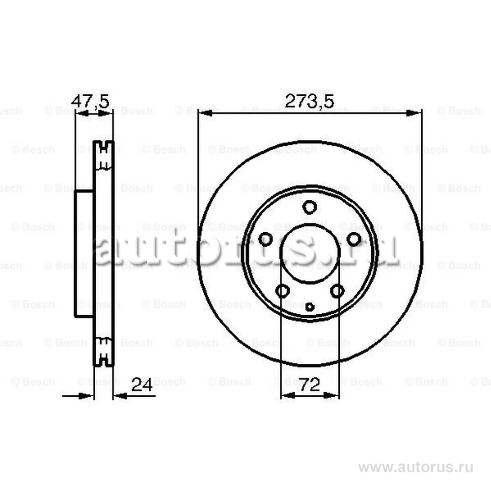 Диск тормозной передний MAZDA 6 05-> BOSCH 0 986 479 034