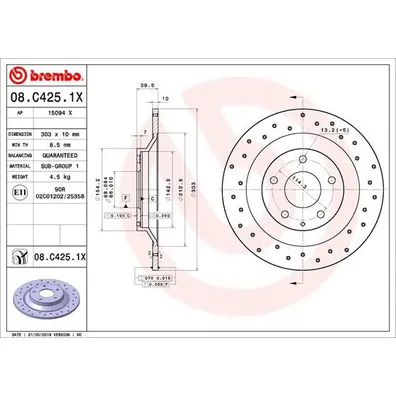 Диск тормозной XTRA задний BREMBO 08C4251X