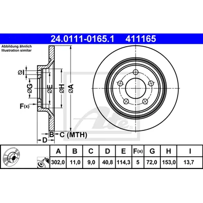 Диск тормозной задний MAZDA 5 1.82.02.0TD 05 ATE 24.0111-0165.1
