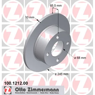 Диск тормозной задний ZIMMERMANN 100.1212.00