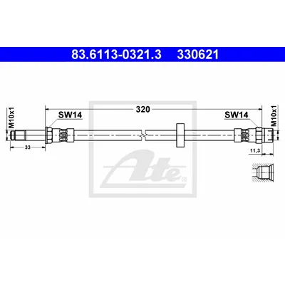 Шланг тормозной передний L,R ATE 83.6113-0321.3