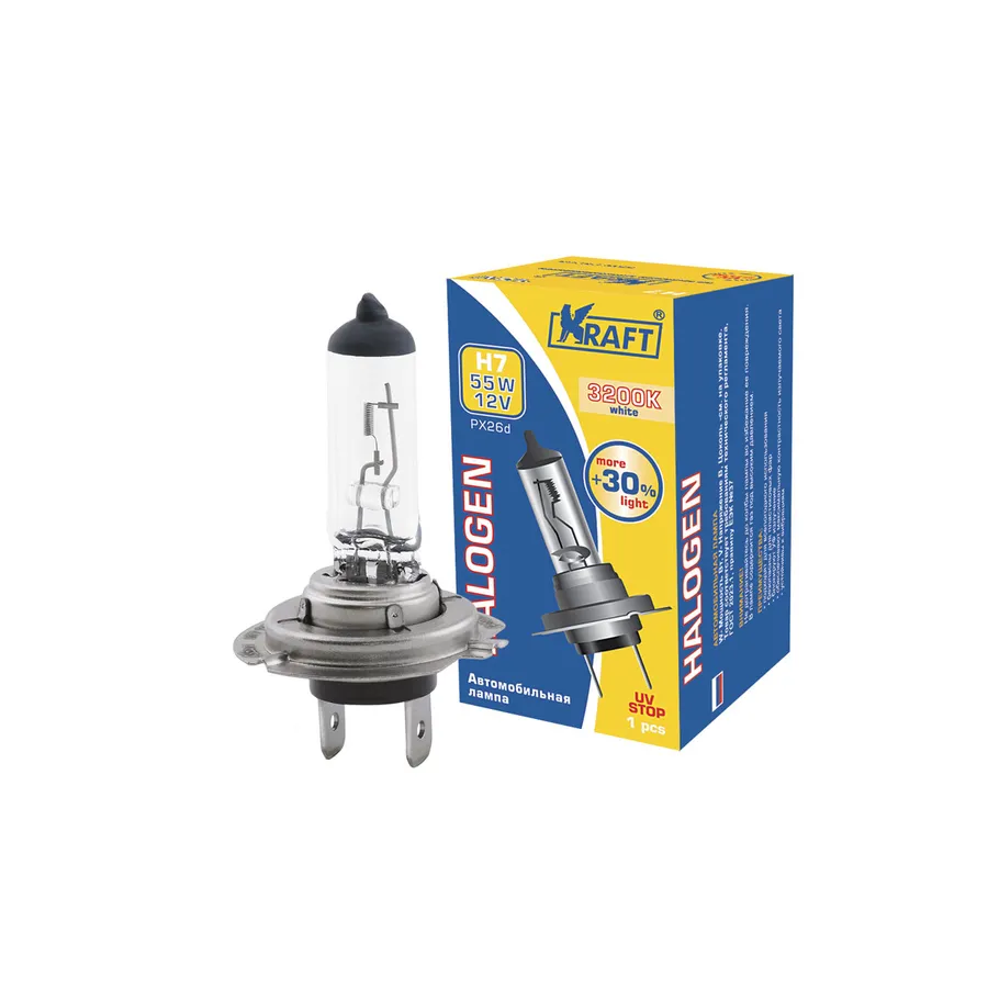 Лампа 12V H7 55W PX26d KRAFT 1 шт. картон KT700081
