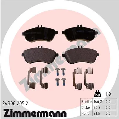 Колодки тормозные ZIMMERMANN 243062052