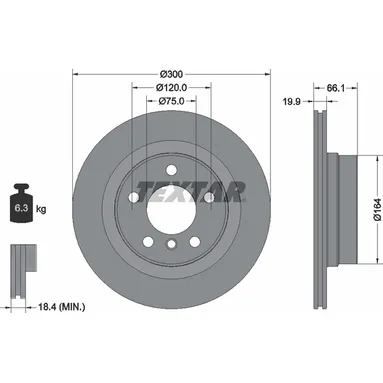 Диск тормозной задний с покрытием PRO BMW/ BMW (BRILLIANCE) TEXTAR 92257203