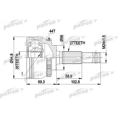 ШРУС наружн к-кт 27x56x35 ABS:44T NISSAN: PRIMERA 02 -, PATRON PCV1445