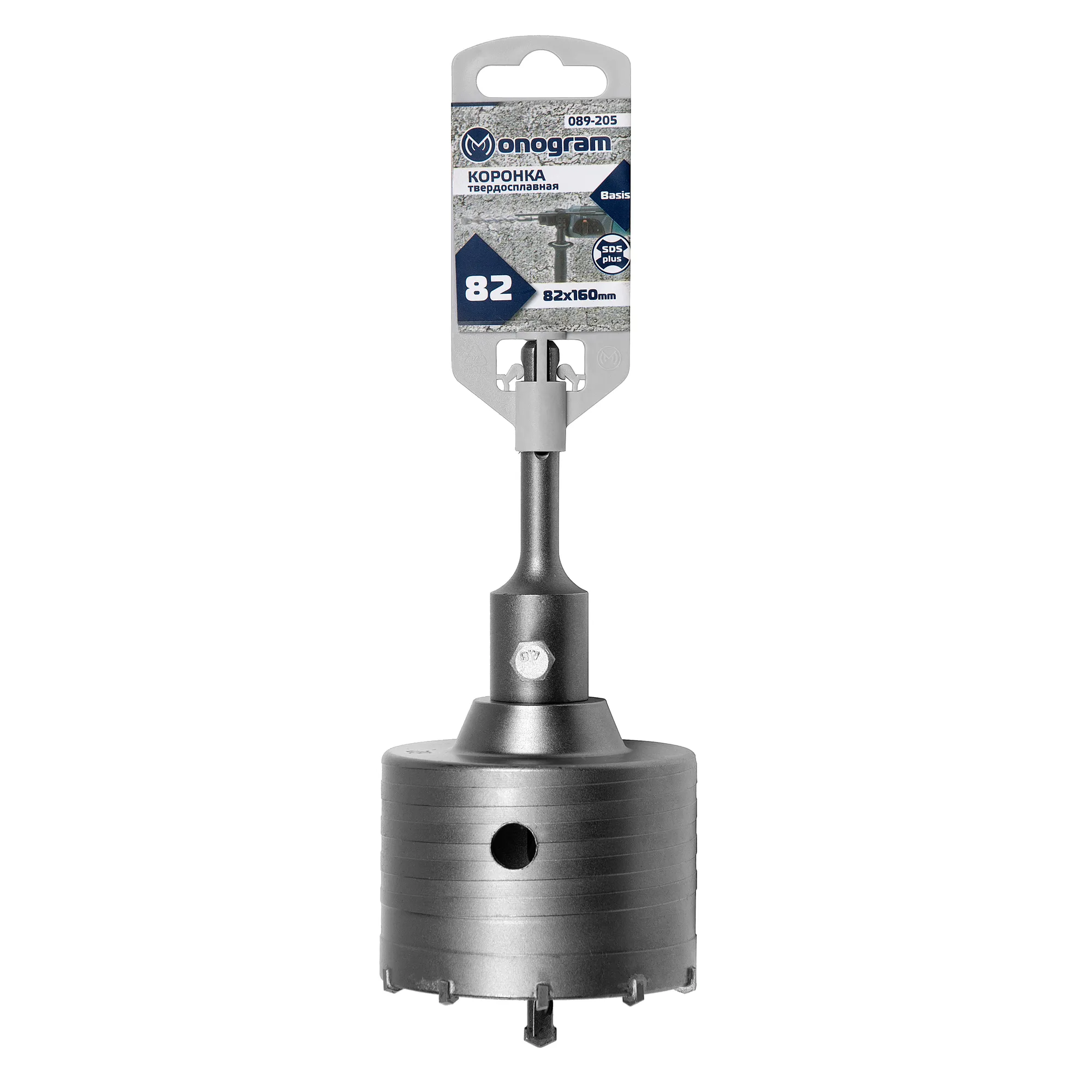 Коронка твердосплавная по бетону MONOGRAM Basis 82х50/160 мм с адаптером SDS-plus Monogram 089-205