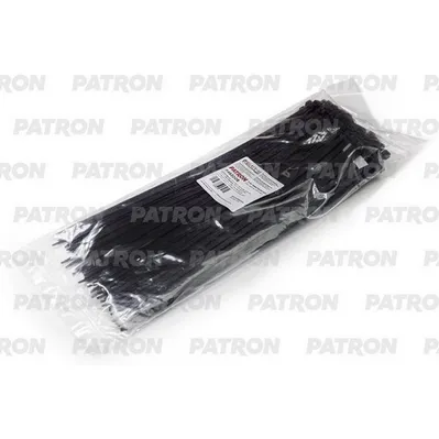 Комплект пластиковых хомутов для 4.8 х 300 мм, 100 шт, Nylon 6.6, черные PATRON P48300B