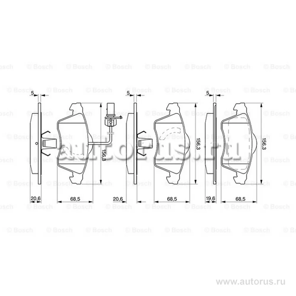 Колодки дисковые п. VW T4 2.5TDI &Syncro 95 98 BOSCH 0 986 424 537