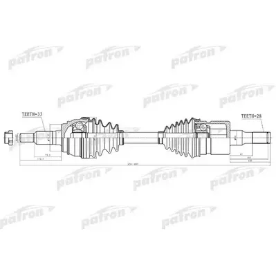 Полуось лев/прав HUMMER: H3, H3T 06-09 PATRON PDS1525