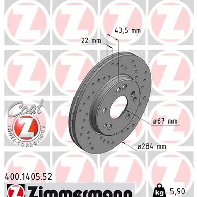 Диск тормозной MB E-CLASS(W124) 93- передний вент. SPORT Z ZIMMERMANN 400140552