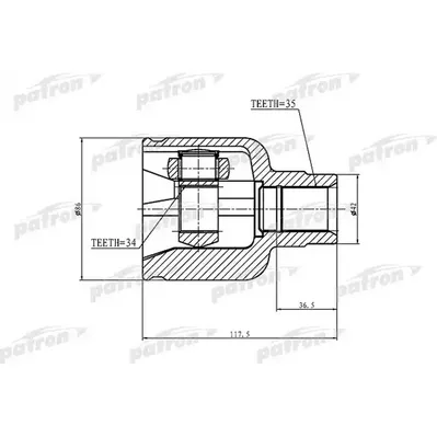 ШРУС внутренний правый 35x42x34 FORD MONDEO GE (BY4/B5Y PATRON PCV1228