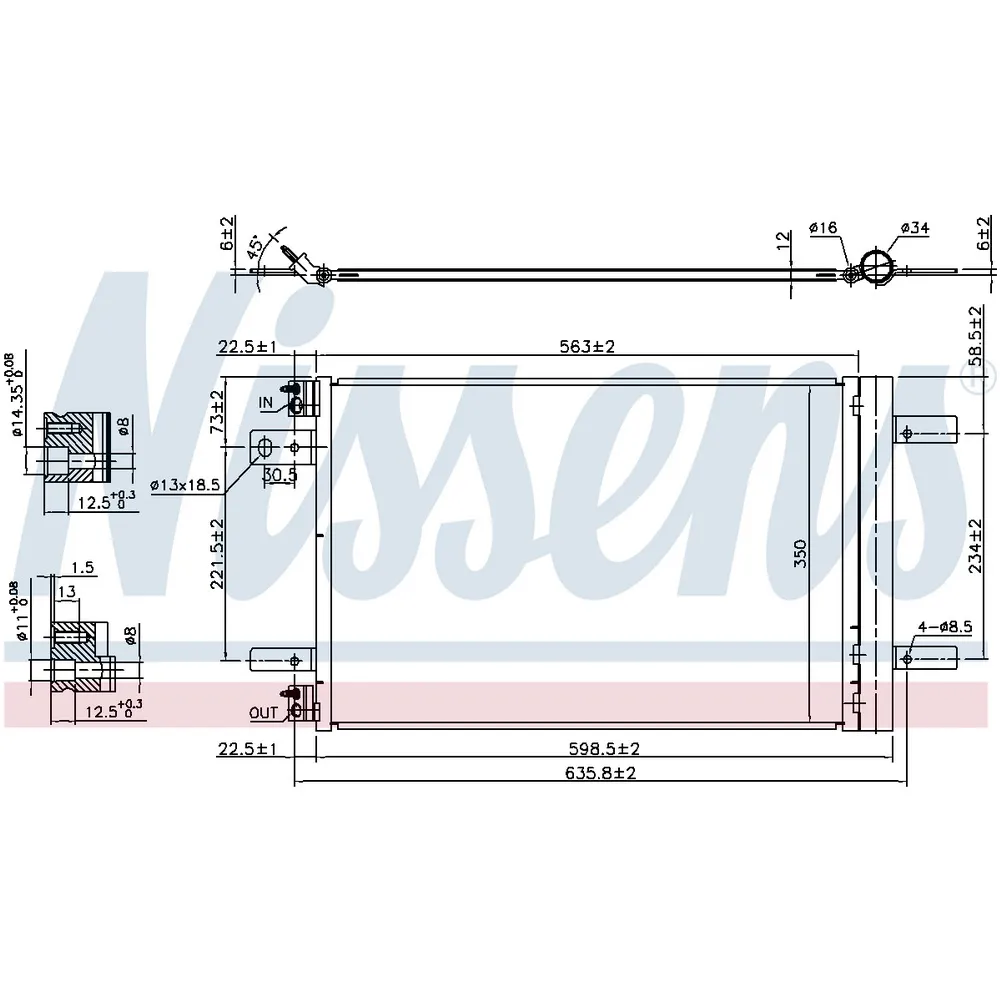 Конденсер с осушителем PEUGEOT 308 II, EXPERT III 940458 NISSENS 940458