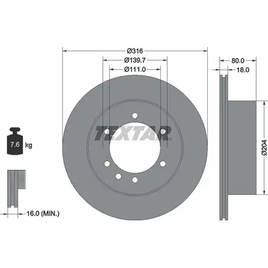 Диск тормозной задний стандартный FORD AUSTRALIA/NISSAN TEXTAR 92129900