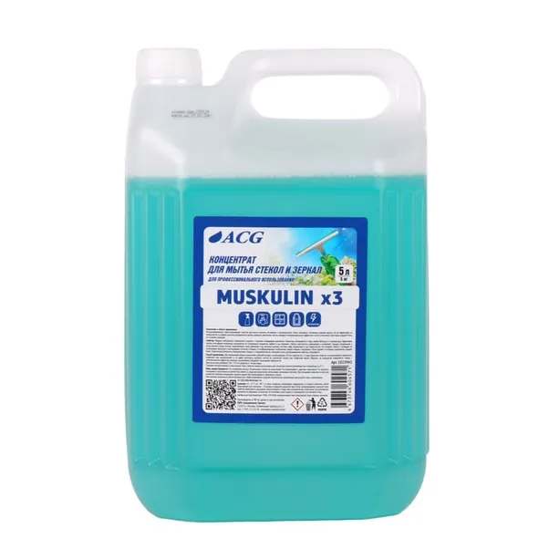 Концентрат для мытья стекол и зеркал, MUSKULIN x3 ACG ПНД 5л ACG 1025943