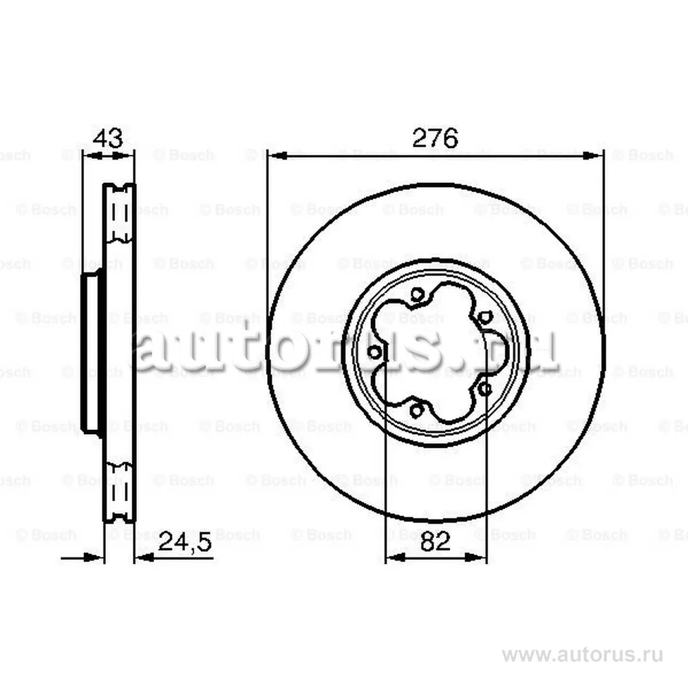 Тормозной диск передний Ford Transit 00 - 06 (цена за 1шт) BOSCH 0986478299
