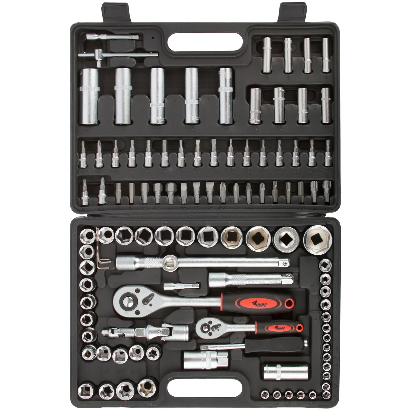 Набор инструмента автомобильный 108 шт. CrV 1/2+1/4 KУРС 65205