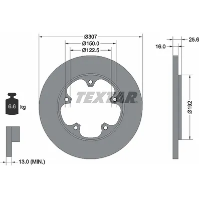 Диск тормозной задний с покрытием PRO FORD TEXTAR 92274103